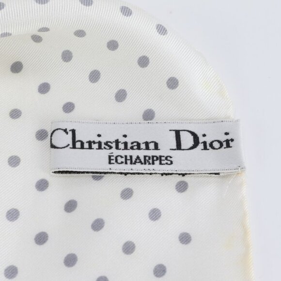 Dior Silk 100% Scarf Carnation Flower Floral Pattern Dot Beige Pink - Picture 9 of 10